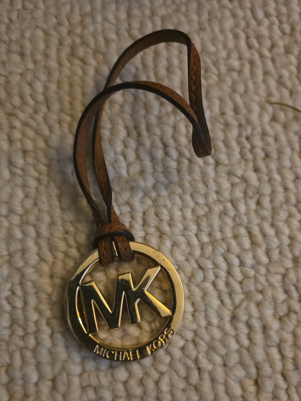 Michael Kors Gold and Brown MK Logo Leather Strap